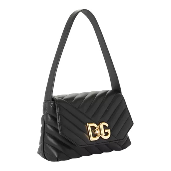 🆕 👜 Dolce & Gabbana Quilted Lop Shoulder Bag Color: Black - Picture 4 of 7